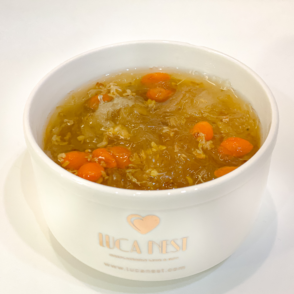 Concentrated Freshly Cooked Bird Nest With Relaxing Osmanthus With Wolfberries 凉爽桂花和枸杞